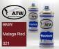 Preview: BMW, Malaga Red, 021: 400ml Sprühdose + 400ml Klarlack - Set, von ATW Autoteile West.